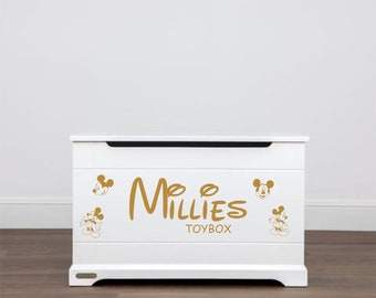 Personalized Toybox Name Vinyl Decal with Mickey Mouse Stickers