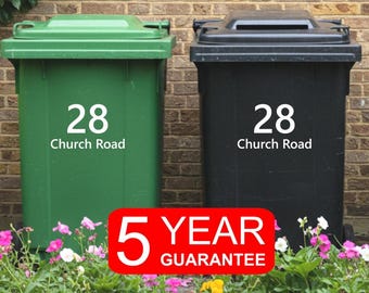 Wheelie bin house number address vinyl stickers