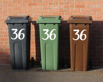 Wheelie bin house number vinyl stickers