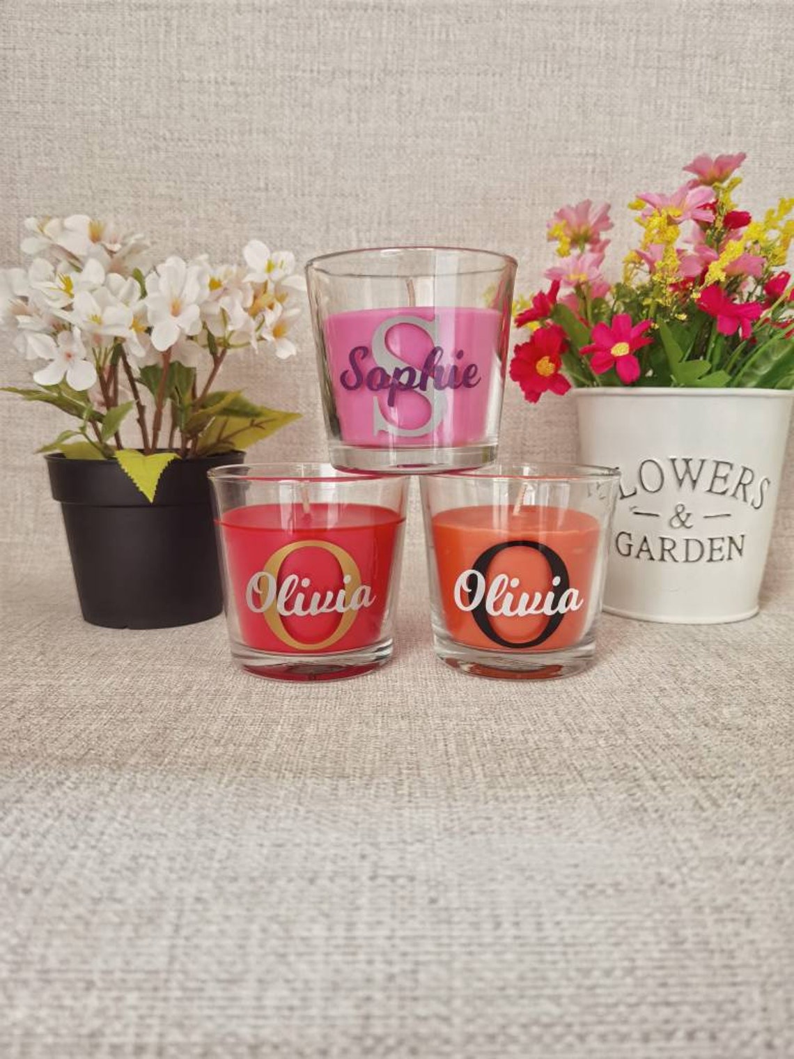 Personalised Scented Candle Vinyl name glass candle. Etsy