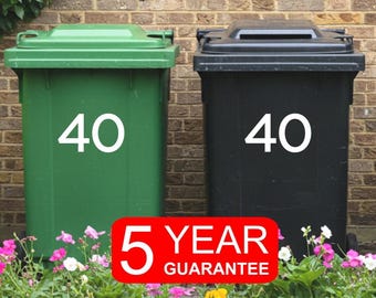Wheelie bin house number vinyl stickers