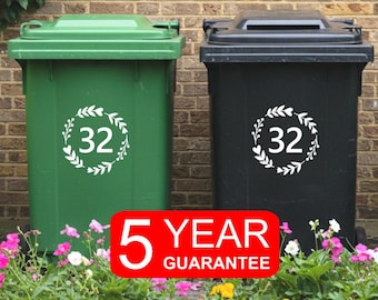 Wheelie bin stickers -  house number or Address vinyl bin stickers decals
