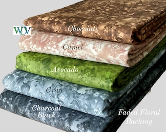 108" Quilt Backing – Faded Floral Cotton, Queen Size, 3 Yards