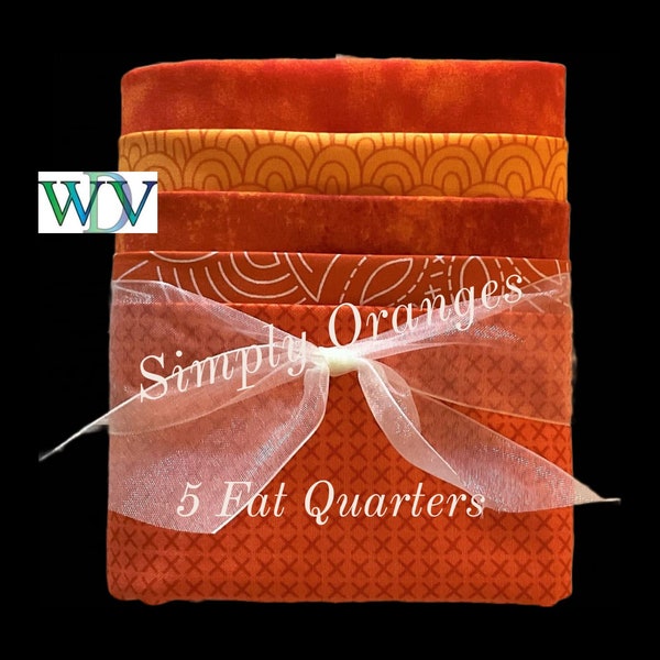 Fat Quarter Bundle – “Simply Oranges” - 5 Pc FQ Bundle – Stash Builder Bundle - 100% Cotton Quilt Fabric - FREE SHIPPING