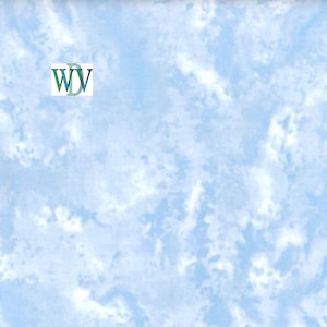 May include: A light blue fabric with a white marbled pattern. The fabric has a soft, cloudy appearance.