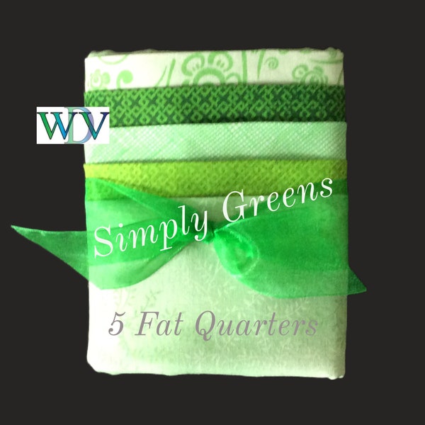 Fat Quarter Bundle – “Simply Greens” - 5 Pc FQ Bundle – Stash Builder Bundle - 100% Cotton Quilt Fabric - FREE SHIPPING