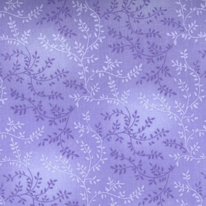 May include: A purple fabric with a white floral pattern. The fabric has a subtle gradient effect, with the purple color being lighter in the center and darker towards the edges.