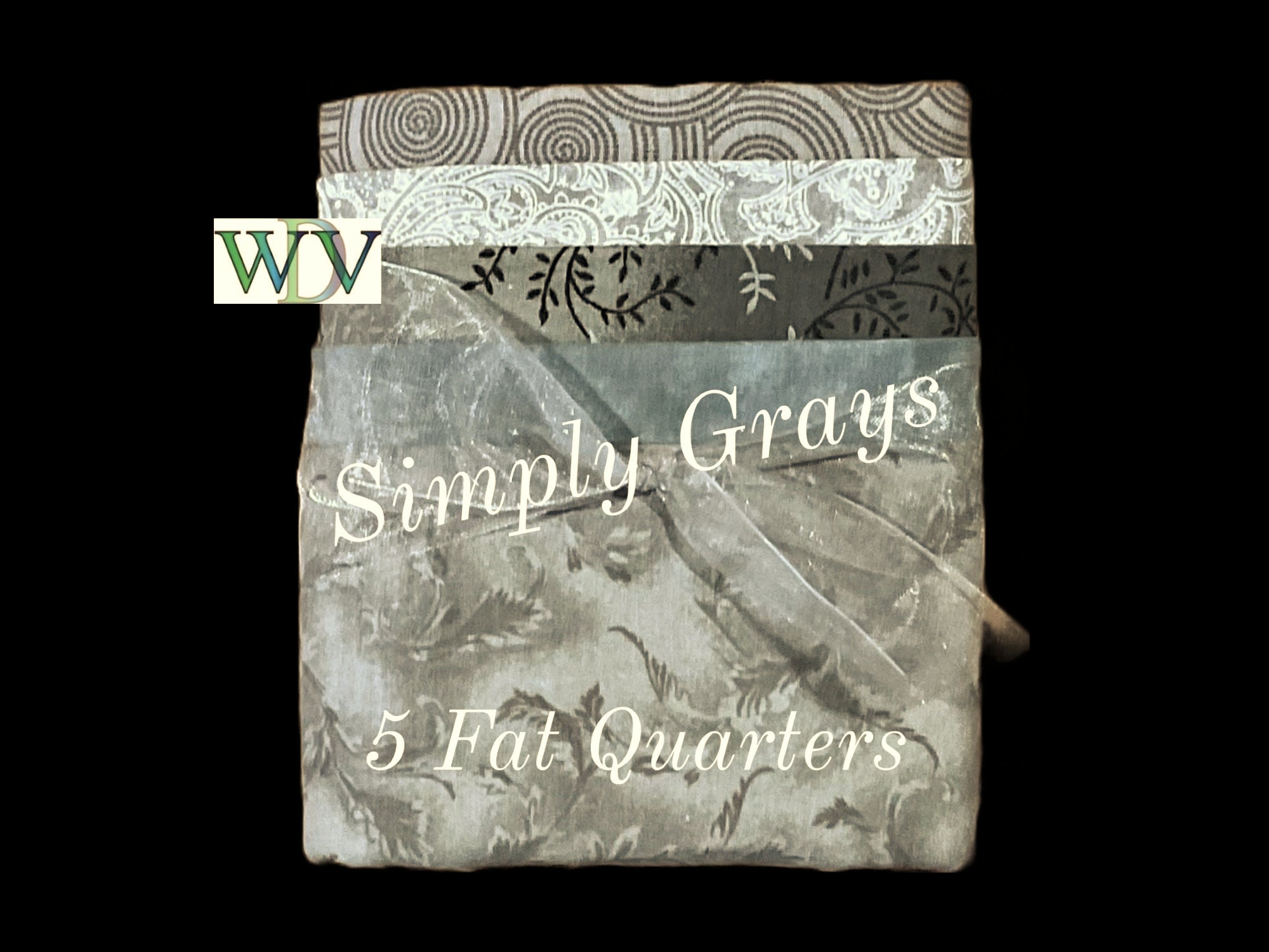 Lot of 8 Black White Fabric Gray Fat Quarters Stash Builder Quilt Cotton F45