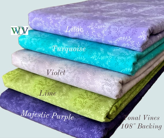 108" Cotton Quilt Backing Fabric – Tonal Vines, 3-Yard Queen Size