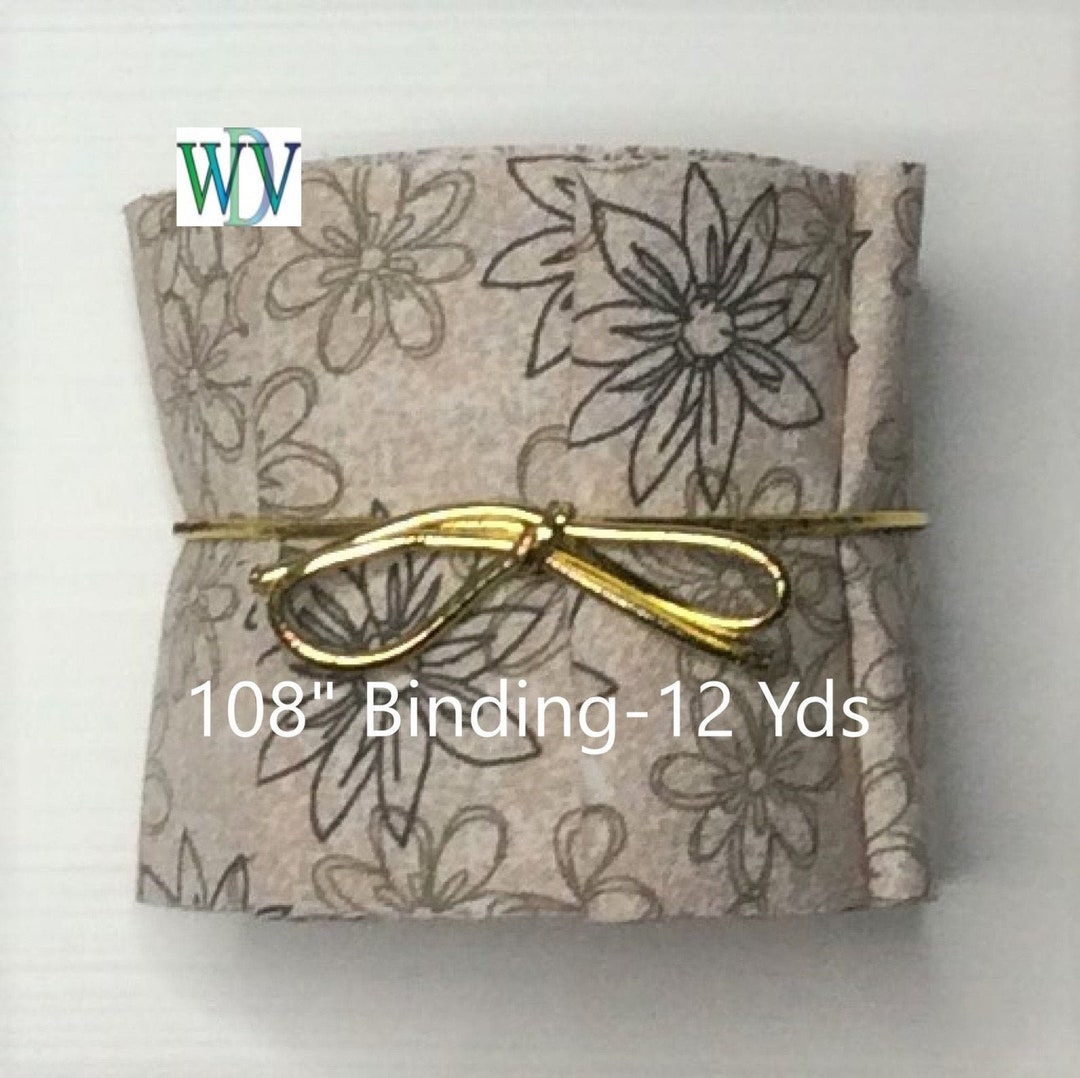 21/2 X 108 Quilt BINDING STRIPS Brown Sketched Floral 12 Yards 21/2