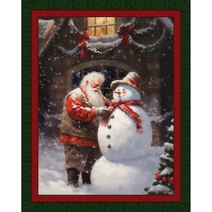 Santa’s Snowman Panel Christmas Panel.      Fast FREE SHIPPING,