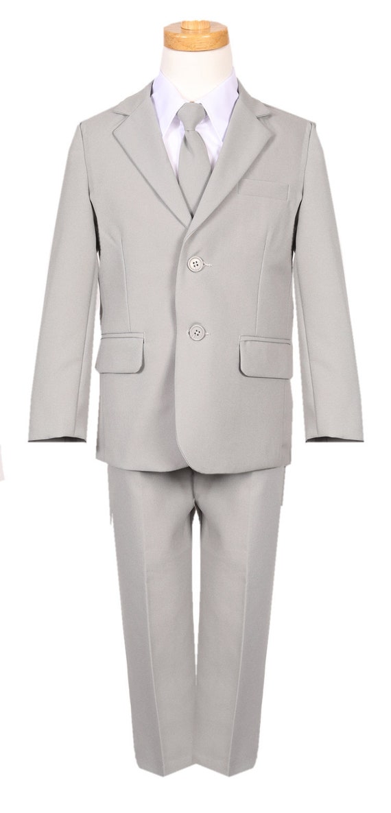 On Sale for Ltd Time!silver Boys Classic Suit Complete Set W/ Tie