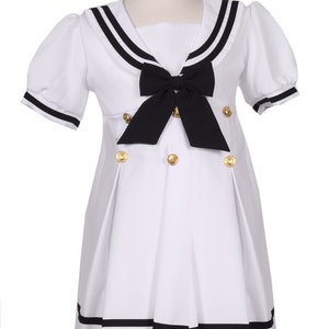 Girls white Sailor dress Outfit With Matching Hat and Bow