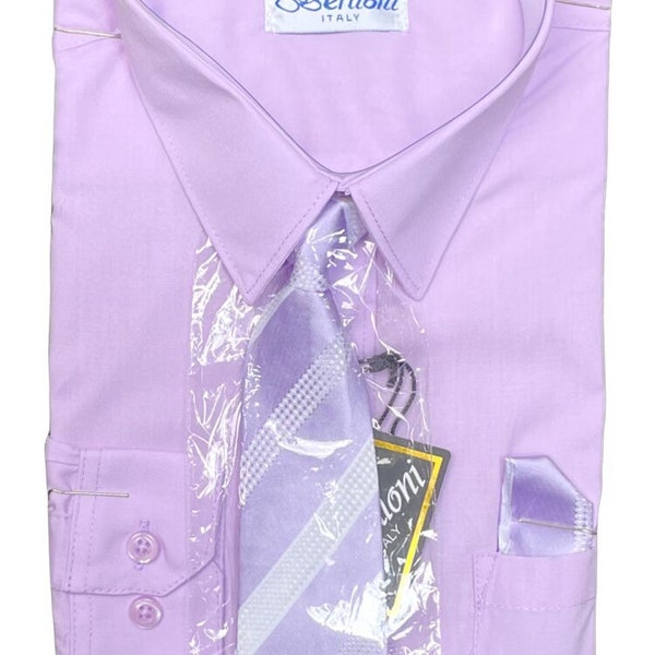 On Sale!! For limited time Boys Lilac Formal long sleeve dress shirt with matching tie Active