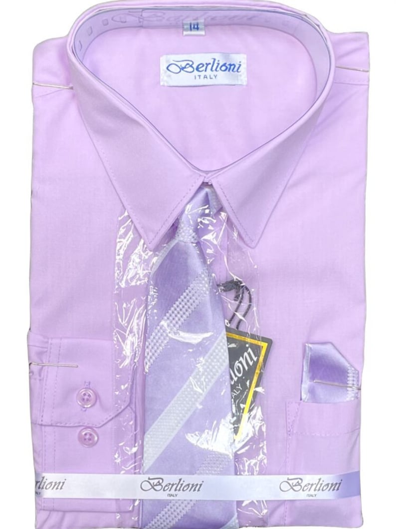 Te koop Voor beperkte tijd Boys Lilac Formeel overhemd met lange mouwen en bijpassende stropdas Active afbeelding 1