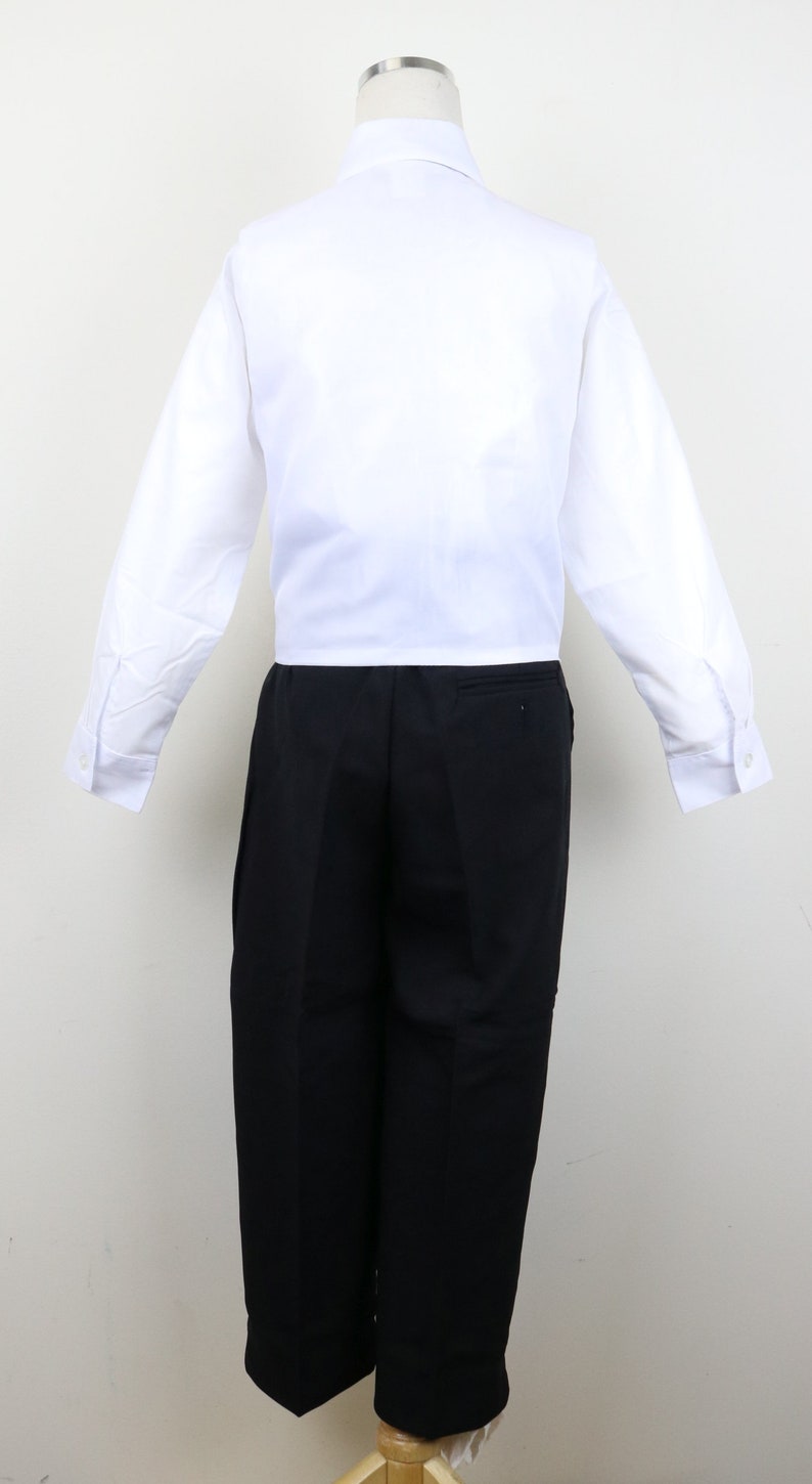 White and Black Boys Classic 2-tone button tuxedo suit with shiny lapel complete set with matching tie vest and pants