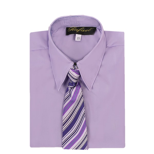 Boys Lilac Light Purple Wisteria Formal long sleeve dress shirt with matching tie