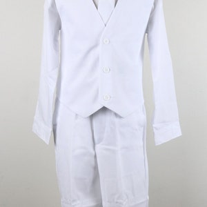 On Sale for Ltd TimeWhite Boys Classic formal 2 button suit complete set tie vest pants coat shirt for wedding, proms, first communion image 5