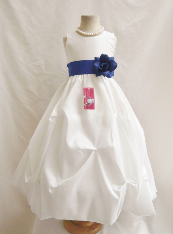 off white and royal blue wedding dress