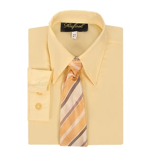 Boys Banana Yellow Canary Formal long sleeve dress shirt with matching tie