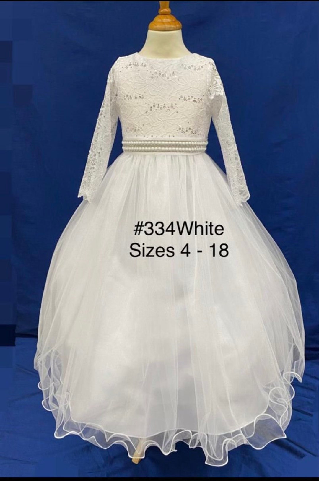 Classic First Diamond white lace Communion Dress main image 1