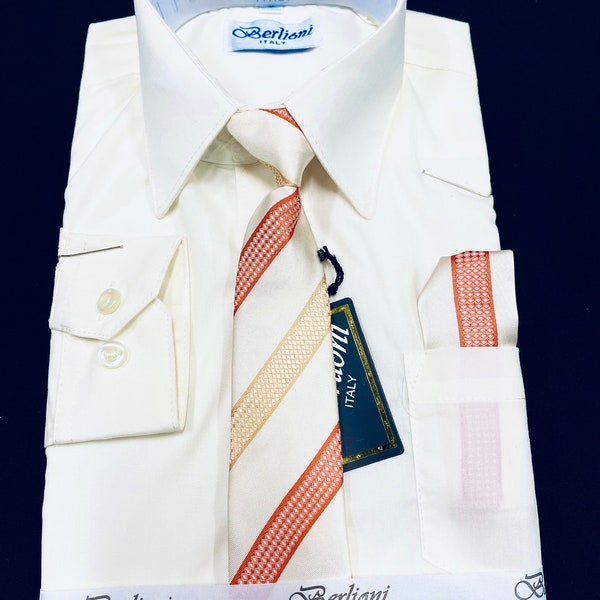 On Sale!! Limited Time Boys Ivory Formal long sleeve dress shirt with matching tie