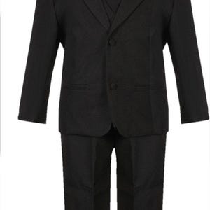On Sale for Ltd time!Black Boys formal suit complete set with tie vest pants coat and shirt for wedding,proms,graduation and first communion