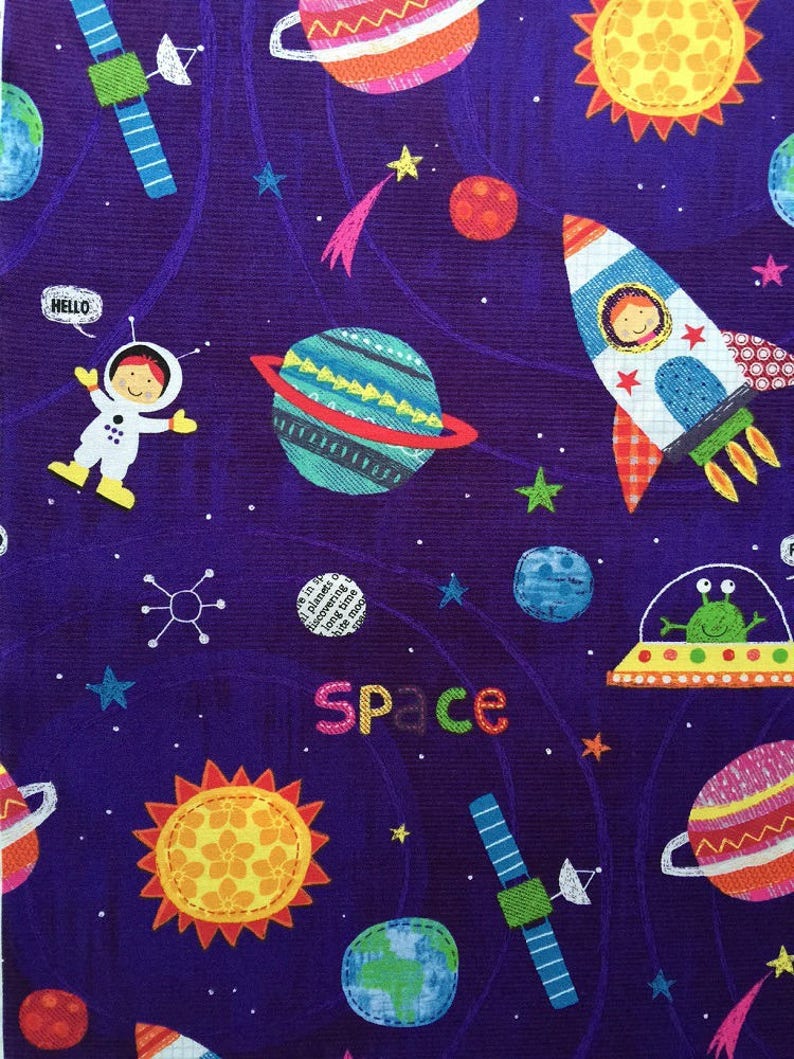 110 x Designer De Leon Alexander Henry Fabrics my friend from outer space Kids American cotton fabric by 50cm