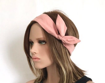 Bandeau cheveux Capri Rose Poudrée . Bandeau femme . Bandeau à torsader . Bandeau coiffure . Twisted headband. Accessoire cheveux .