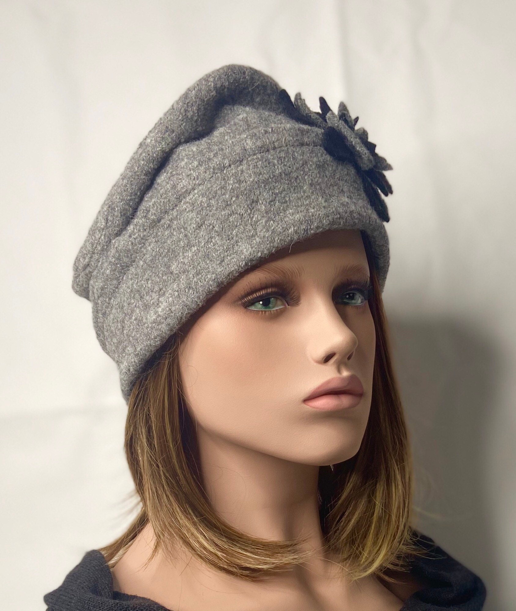 Chapeau hiver bonnet femme homme gris noir MTM laine NEUF M 57 cm