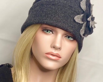 Emie women's anthracite gray hat. Boiled wool cap. Winter hat. Women's hat.