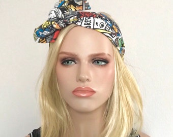 Bandeau  femme Ibiza multicolore . Bandeau cheveux . Bandeau et turban. Accessoires coiffure . Bandeau cravate . Headband .