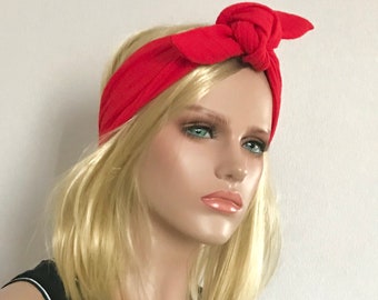 Bandeau femme Ibiza Rouge . Bandeau cheveux femme . Bandeau cravate . Bandeau élastique . Bandeau et turban . Headband .