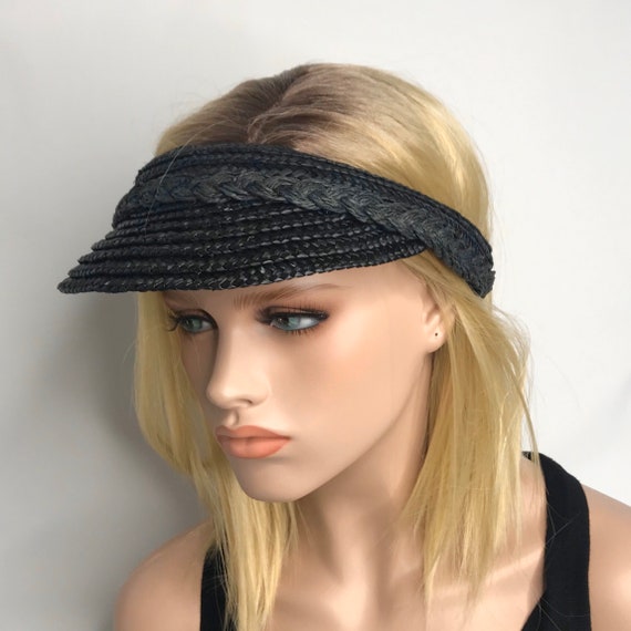 Black Woven Visor Wholesale Black Straw Visor – Hadley Wren Wholesale main image 4