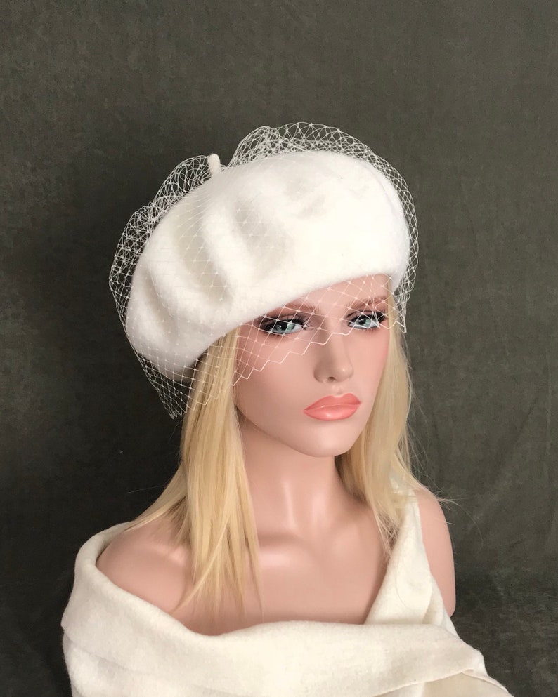 Ivory Paris Beret. Women's Hat. Winter Hat. Wedding Hat. Ceremony Hat