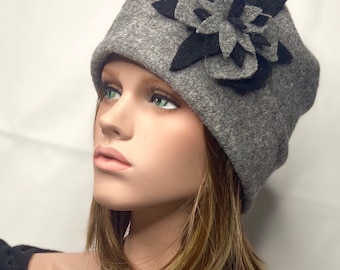 Emie Gray women's hat. Boiled wool hat. Winter hat. Women's hat.