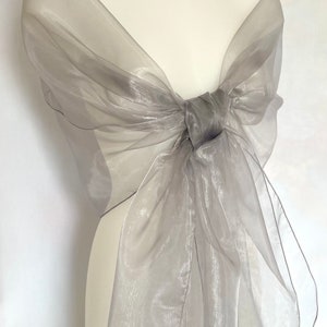 Gray organza stole. Organza shawl. Stole 250x75cm. Star wedding, ceremony, cocktail. Christmas, evening, end of year party. Scarf.