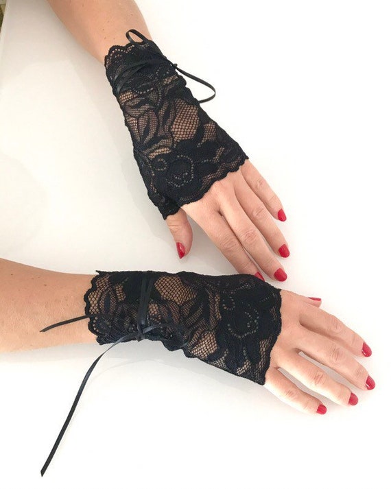 Wedding Mittens Lace Mitten Gloves Black Mittens Women s