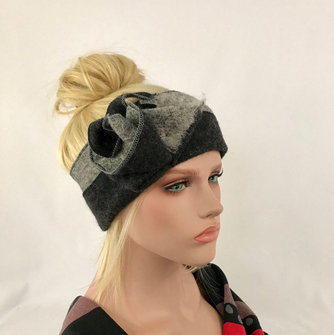 Anna black headband. Hair band. Earmuffs headband. Etsy