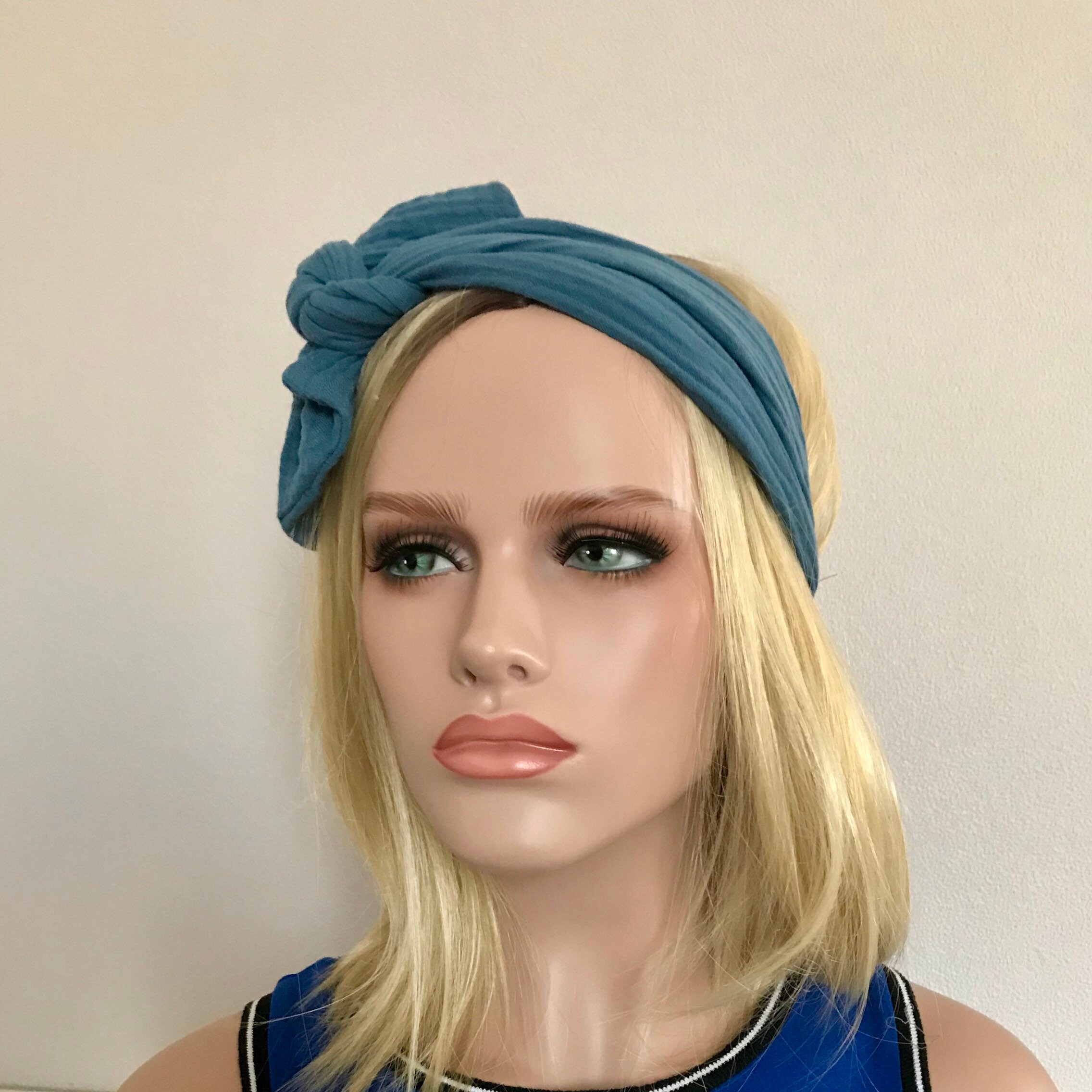 Blue Hairband. Woman's Headband. Tie Headband. Knot Etsy