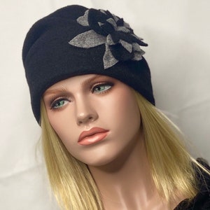 Emie women&#39;s black hat. Winter hat. Women&#39;s hat. Boiled wool hat.