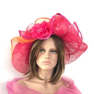 Zephyr Fuchsia Hat. Ceremony Hat. Wedding Hat. Women&#39;s Hat. Racing Hat. Wedding Headband. Chic Hat.