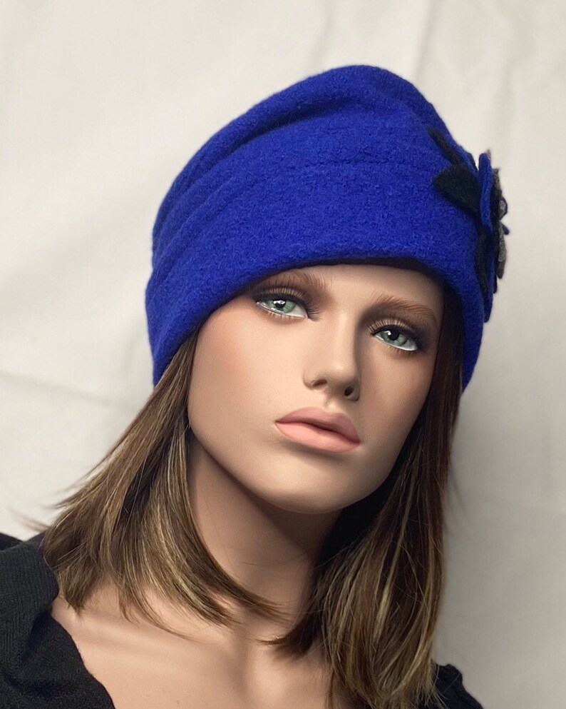 Emie Royal Blue Women's Hat. Winter Hat. Women's Hat. Boiled Wool Hat