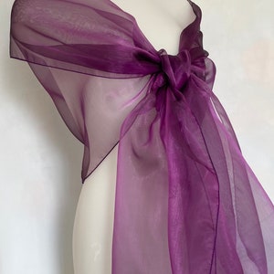 Purple organza stole. Organza shawl. Stole 250x75cm. Star wedding, ceremony, cocktail. Christmas, evening, end of year party. Scarf. image 5