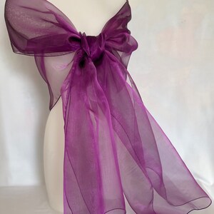 Purple organza stole. Organza shawl. Stole 250x75cm. Star wedding, ceremony, cocktail. Christmas, evening, end of year party. Scarf. image 1