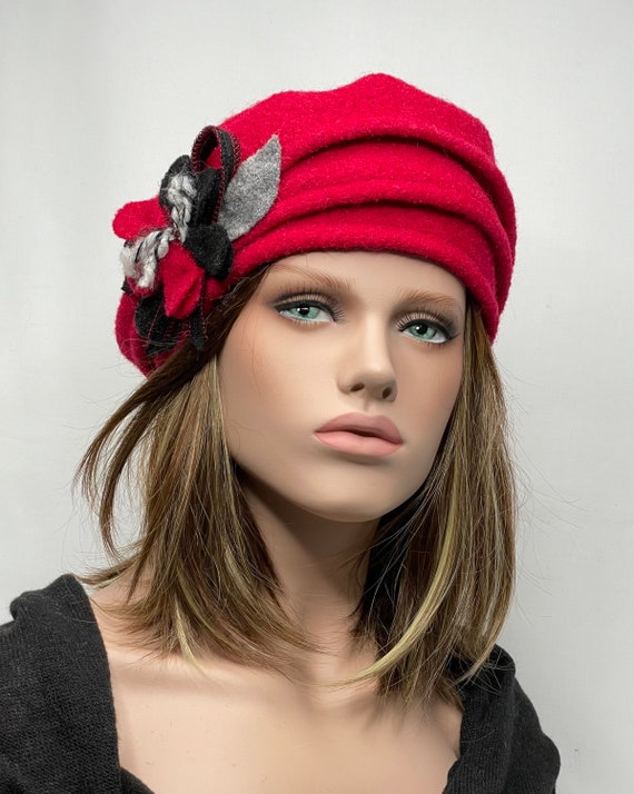 Béret D'hiver Femme Thème Noël Scyca Béret De Noël Pour Femme, Béret De Noël, Béret Avec Nœud Pour Femme, Joli Bonnet De Béret, Bonnet De Peintre Chaud D' hiver De Noël, Bonnet En