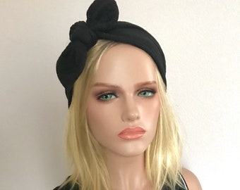 Bandeau femme Ibiza Noir . Bandeau cravate . Bandeau turban. Bandeau cheveux femme . Bandeau noed. Bandeau élastique . Headband .