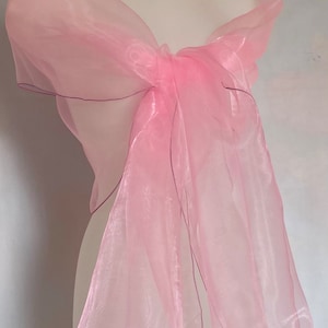 Light pink organza stole. Organza shawl.Stole 250x75cm. Star wedding, ceremony, cocktail. Christmas, evening, end of year party. Scarf.