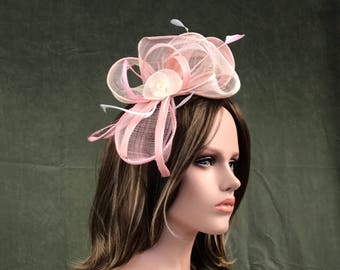 Swing Pink headband. Wedding woman hat. Bibi ceremony . Mini hat . Hairdressing accessory.