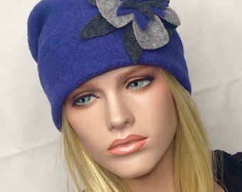 Emie women's blue hat. Winter hat. Women's hat. Boiled wool hat.
